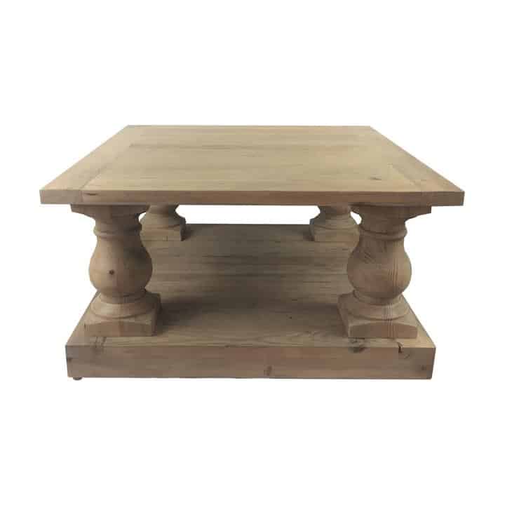 Balustrade Recycled Pine Timber Square Coffee Table, 80cm ...
