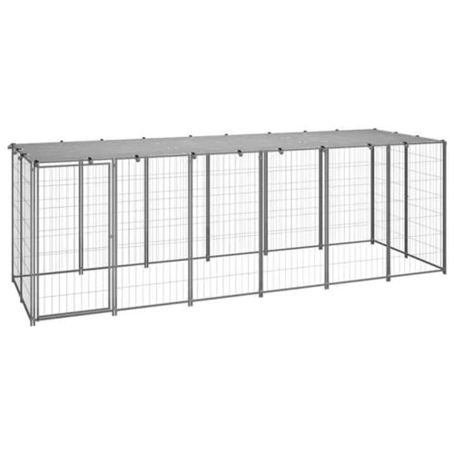 Dog Kennel Silver 330x110x110 cm Steel