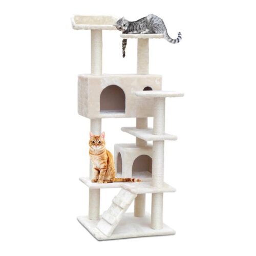 Tree 134cm Tower Scratching Post Scratcher Wood Condo House Bed Beige