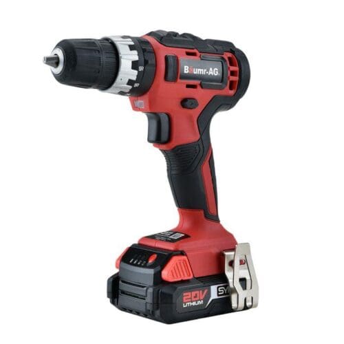 BAUMR-AG 20V SYNC Cordless Lithium Power Drill Kit, with Battery, Charger, Hammer Drill Function, Accessory Kit