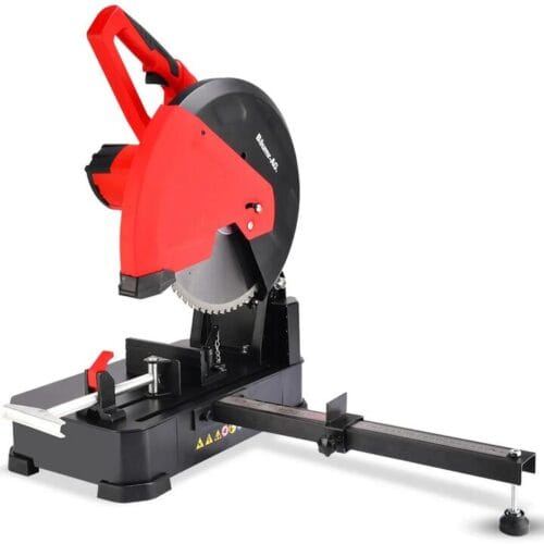 BAUMR-AG 2400W 355mm 14" Metal Cut Off Cold Saw, Premium Low Spark Ceramic Alloy Tooth Blade, Measurement Scale, Soft Start, 45 Degree Mitre Chop Cutting