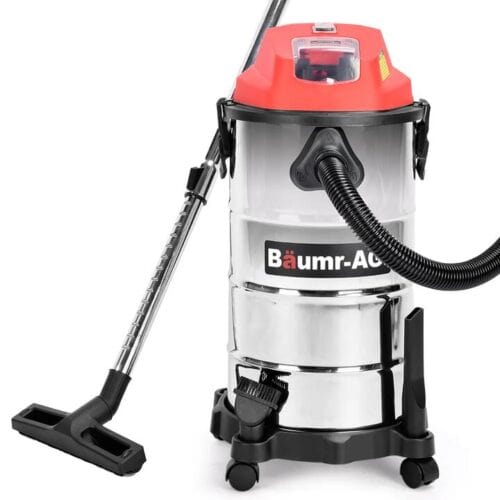 BAUMR-AG 30L Cordless Wet & Dry Vacuum Cleaner Kit, with 4Ah battery and Charger, Blower, HEPA Filter, Accessories, Stainless Steel, for Car, Home, Garage