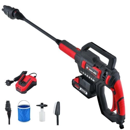 BAUMR-AG BX350 Cordless 20V Pressure Washer Kit, 6 Stage Spray Head, Detergent Nozzle, Water Carrier, Battery & Charger