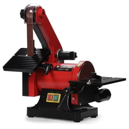 BAUMR-AG Bench Vertical Belt and Disc Sander Combo, 25mm Linisher, 125mm Sanding Disc, Brushless Motor, Dust Collection Ports