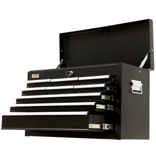 BULLET 9 Drawer Tool Box Chest, Organiser Mechanic Garage Storage Toolbox Set - Black