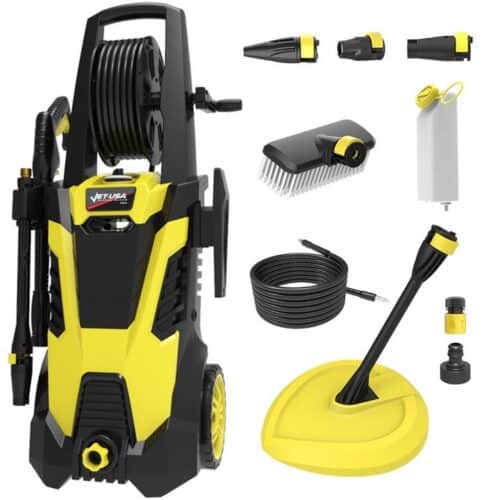 JET-USA RX540 Electric High Pressure Washer, 2800PSI 2 Nozzles, Brush Head, Deck Cleaner, Detergent Bottle, 10M Hose