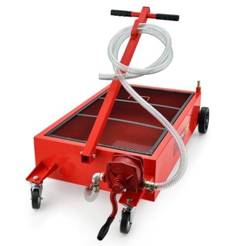 T-REX 76L Low Level Mobile Truck Waste Oil Fluid Drainer Pan, Hand Pump, for Workshop