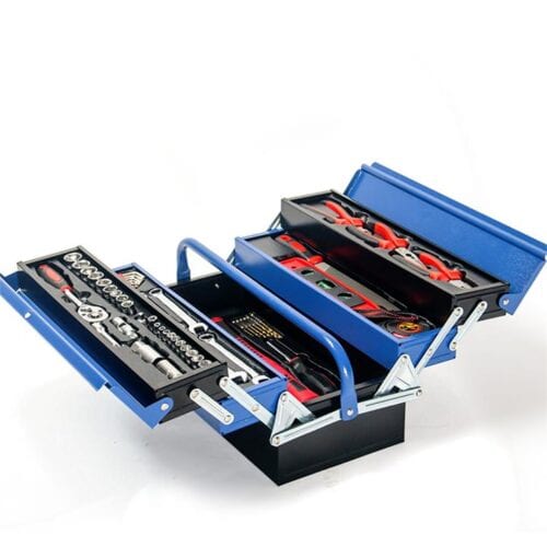 BULLET Pro 118pc Metal Cantilever Tool Kit Box Set with Cordless Screwdriver, Blue & Black