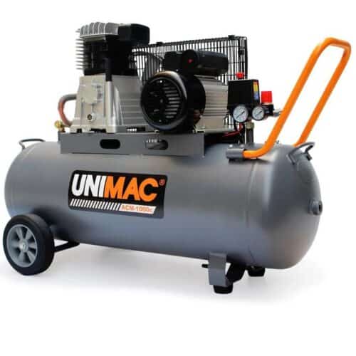 UNIMAC 3.5HP 100L 260L/min Belt Drive Air Compressor, 116 PSI, Heavy-Duty Pump, Dual Nitto Outlets, 15A Plug