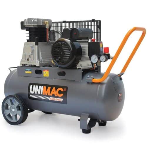 UNIMAC 3HP 50L Belt Drive Air Compressor, 116 PSI, Heavy-Duty Pump, Portable, Dual Nitto Outlets