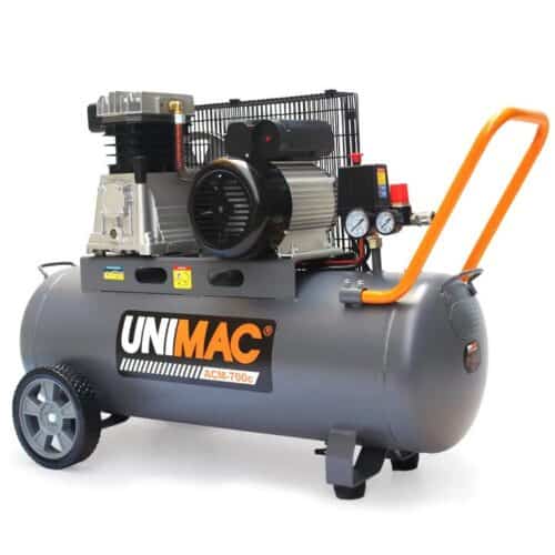 UNIMAC 3HP 70L Belt Drive Air Compressor, 116 PSI, Heavy-Duty Pump, Portable, Dual Nitto Outlets