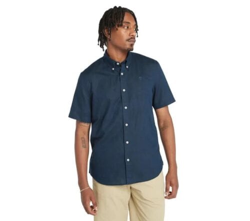 Linen Short Sleeve Shirt Navy