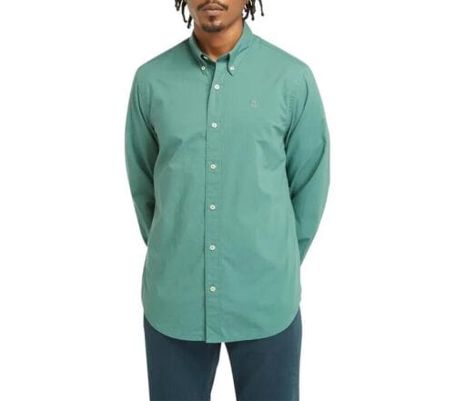 Long Sleeve Solid Poplin Shirt Green