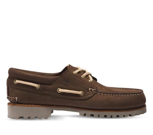 Men's 3-Eye Lug Handsewn Boat Shoe Brown 8 US Mens