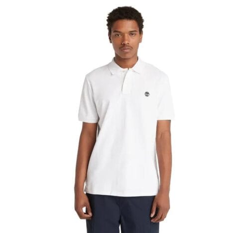 Men's Oyster River Chest Logo Short Sleeve Polo White