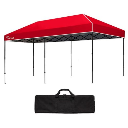 RED TRACK 6x3m Folding Gazebo, Most Compact Foldable Design, Carry bag, Portable Outdoor Popup Marquee for Camping Beach, Red